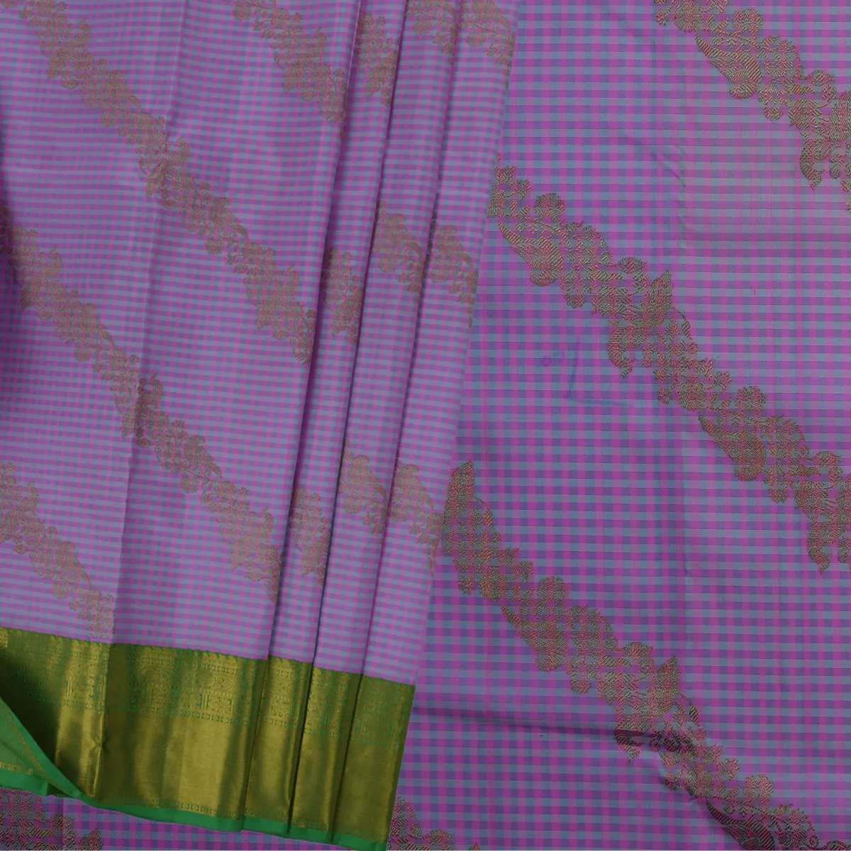 Arani Handloom Silk Saree Checked Antique Silk Fast Jari