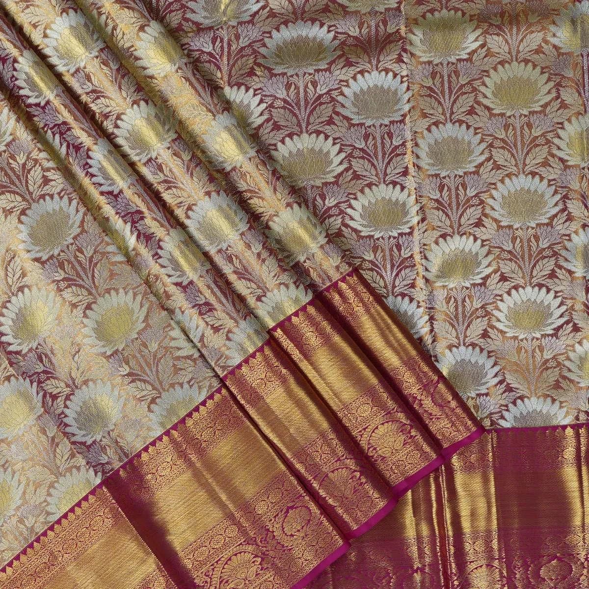 Kanchipuram Handloom Tissue Silk Saree Silk Fast Jari