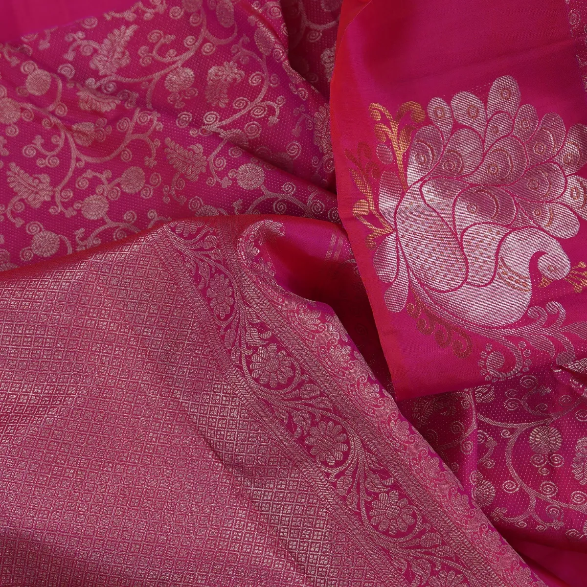 Arani Handloom Silk Saree Kodi Design Gold 3 Gram Jari