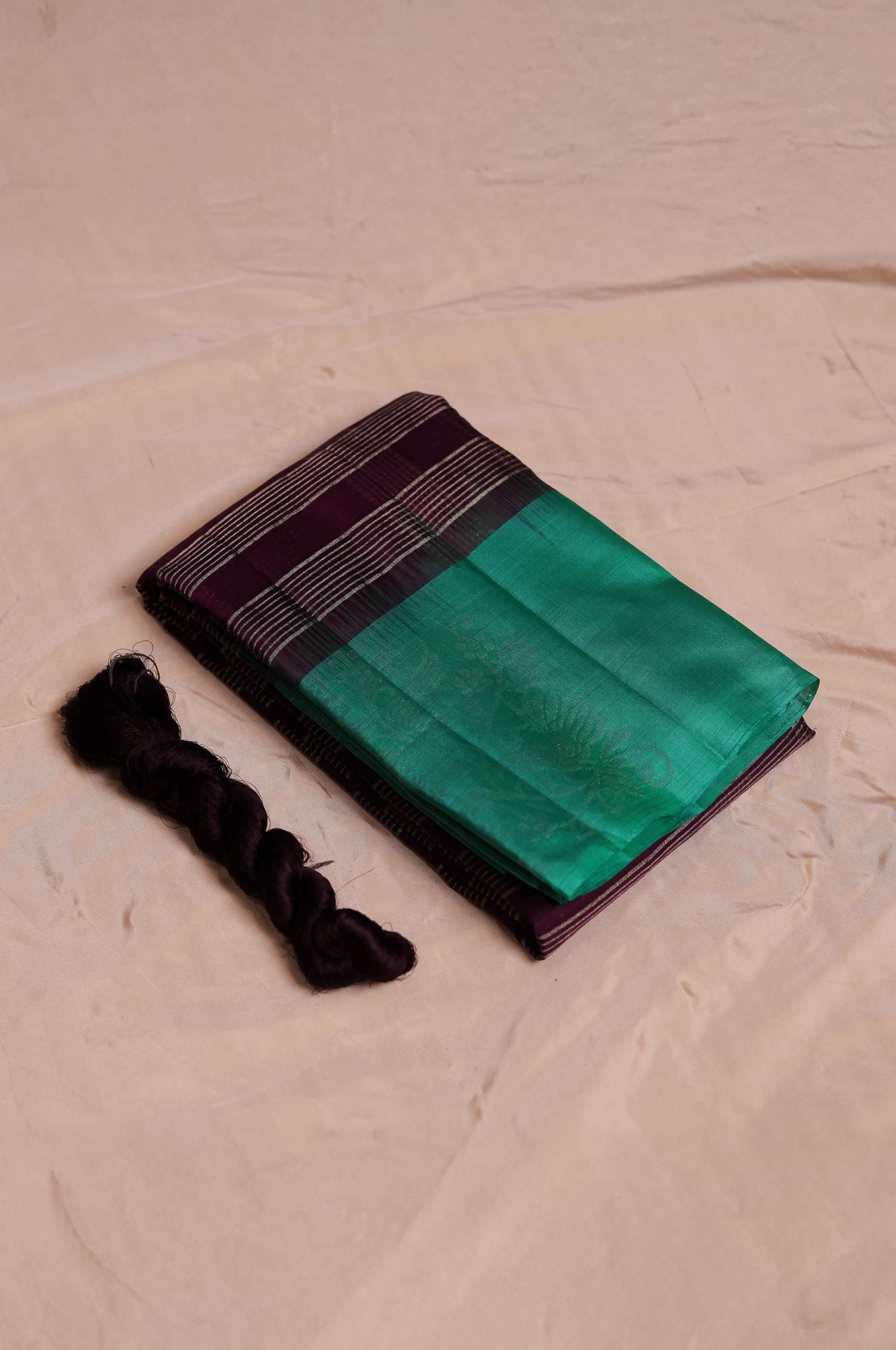 Grape with Parrot Green Mayuri Silk