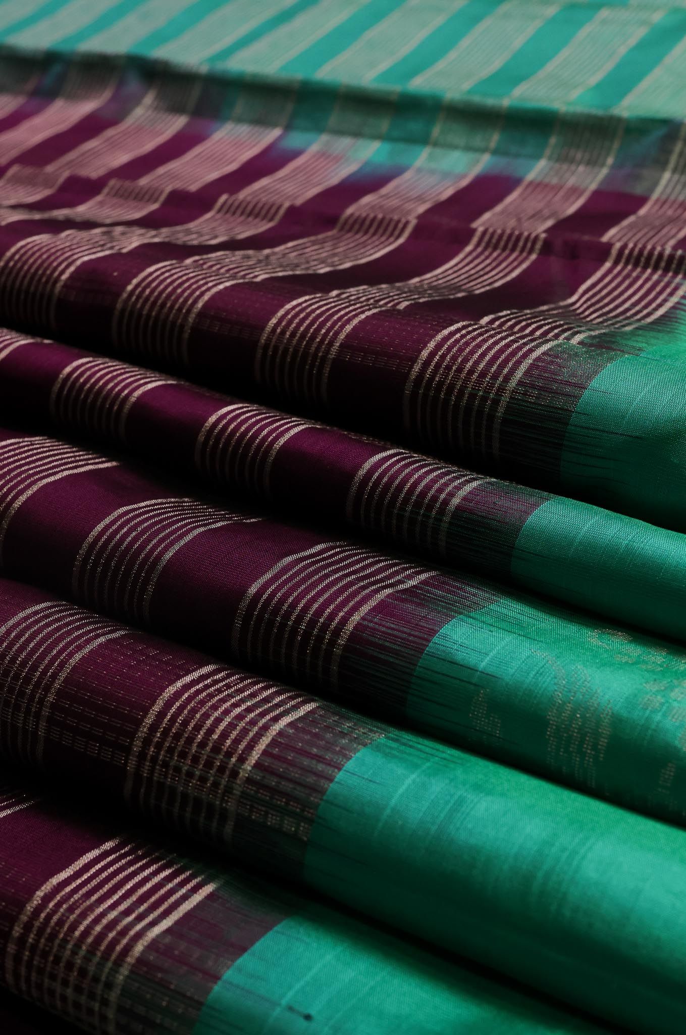 Grape with Parrot Green Mayuri Silk