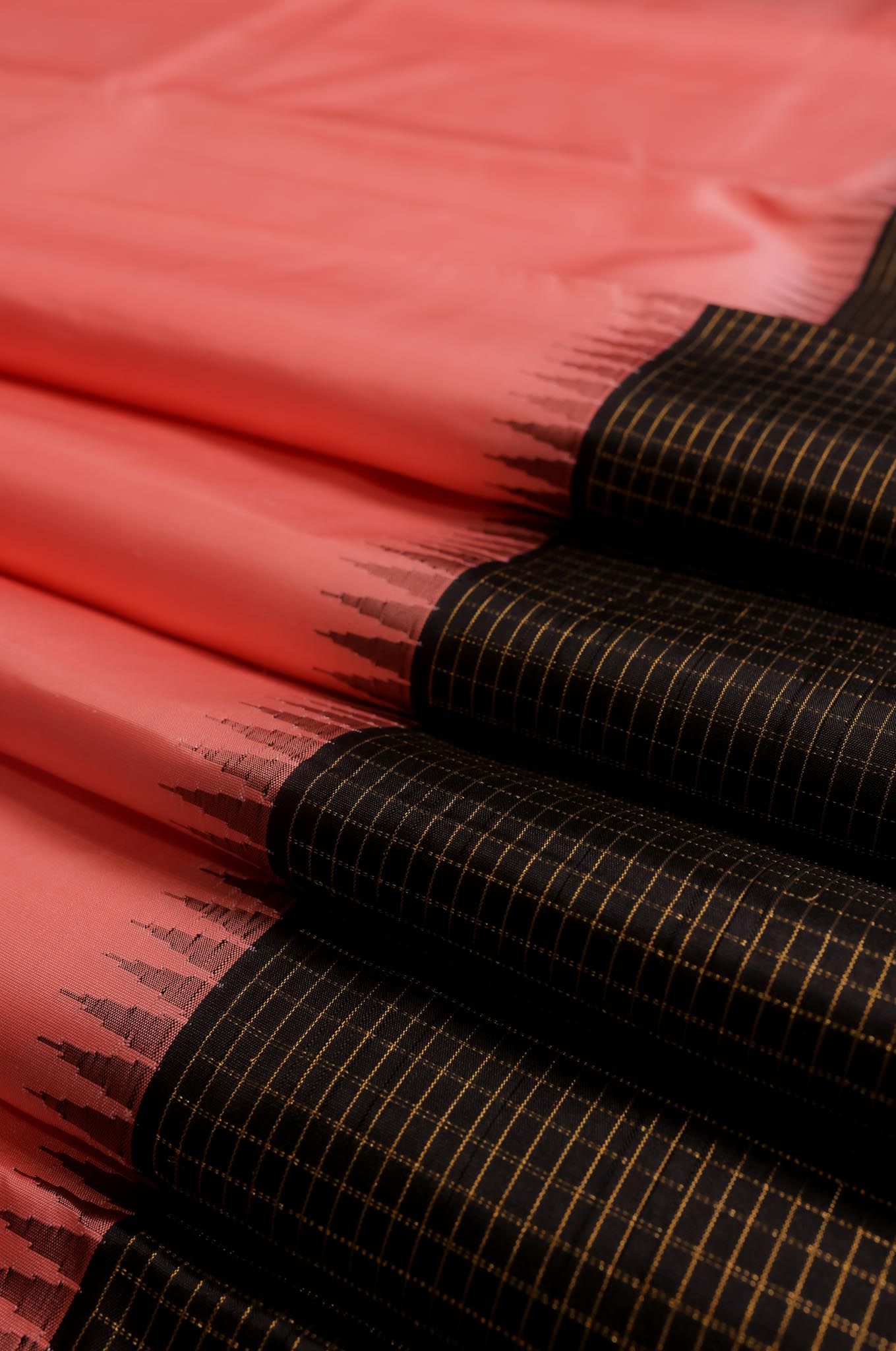 Pastal Peach Arani Silk Saree