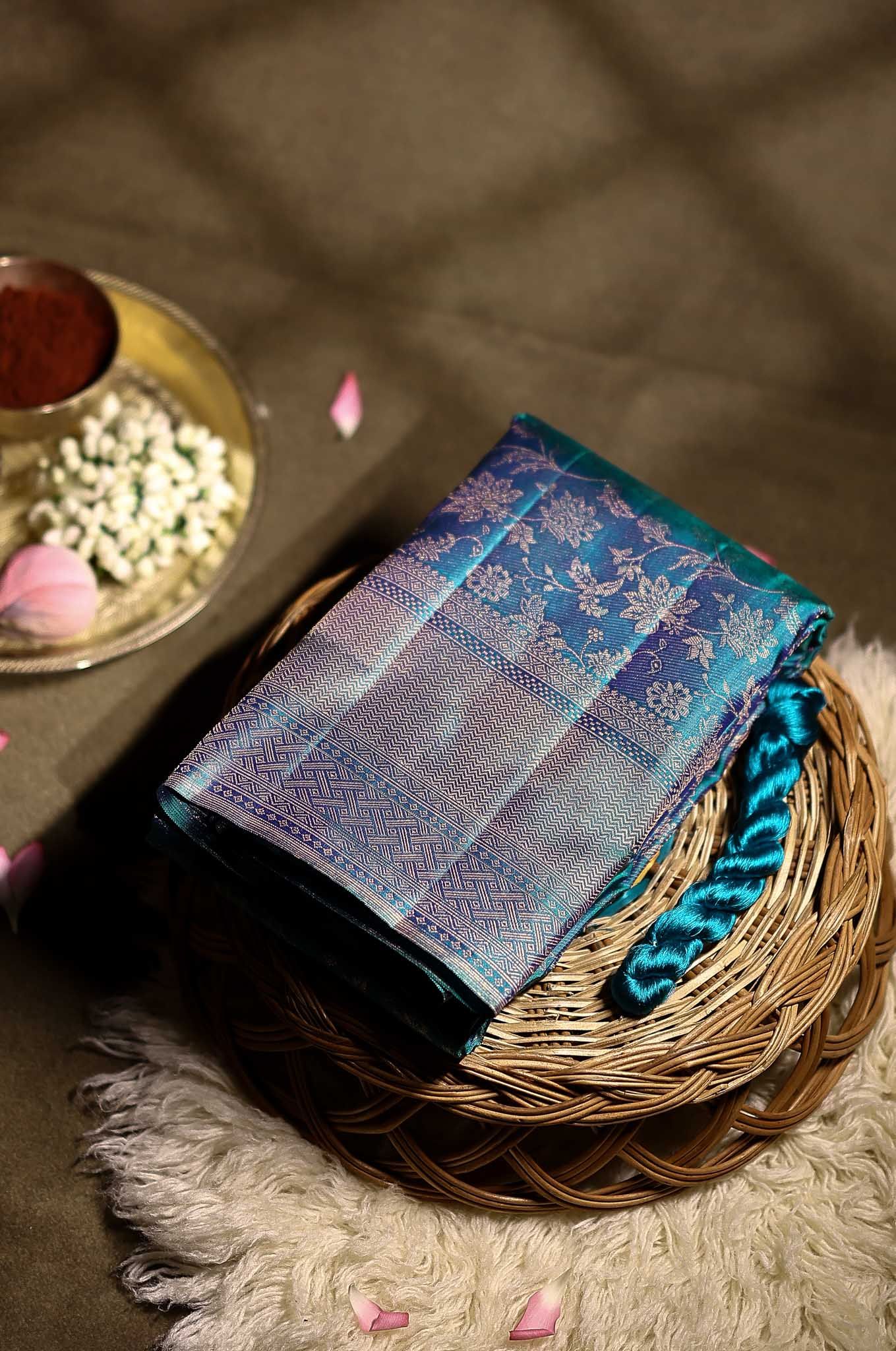 Dual Tone Brown Kanchipuram Silk Saree
