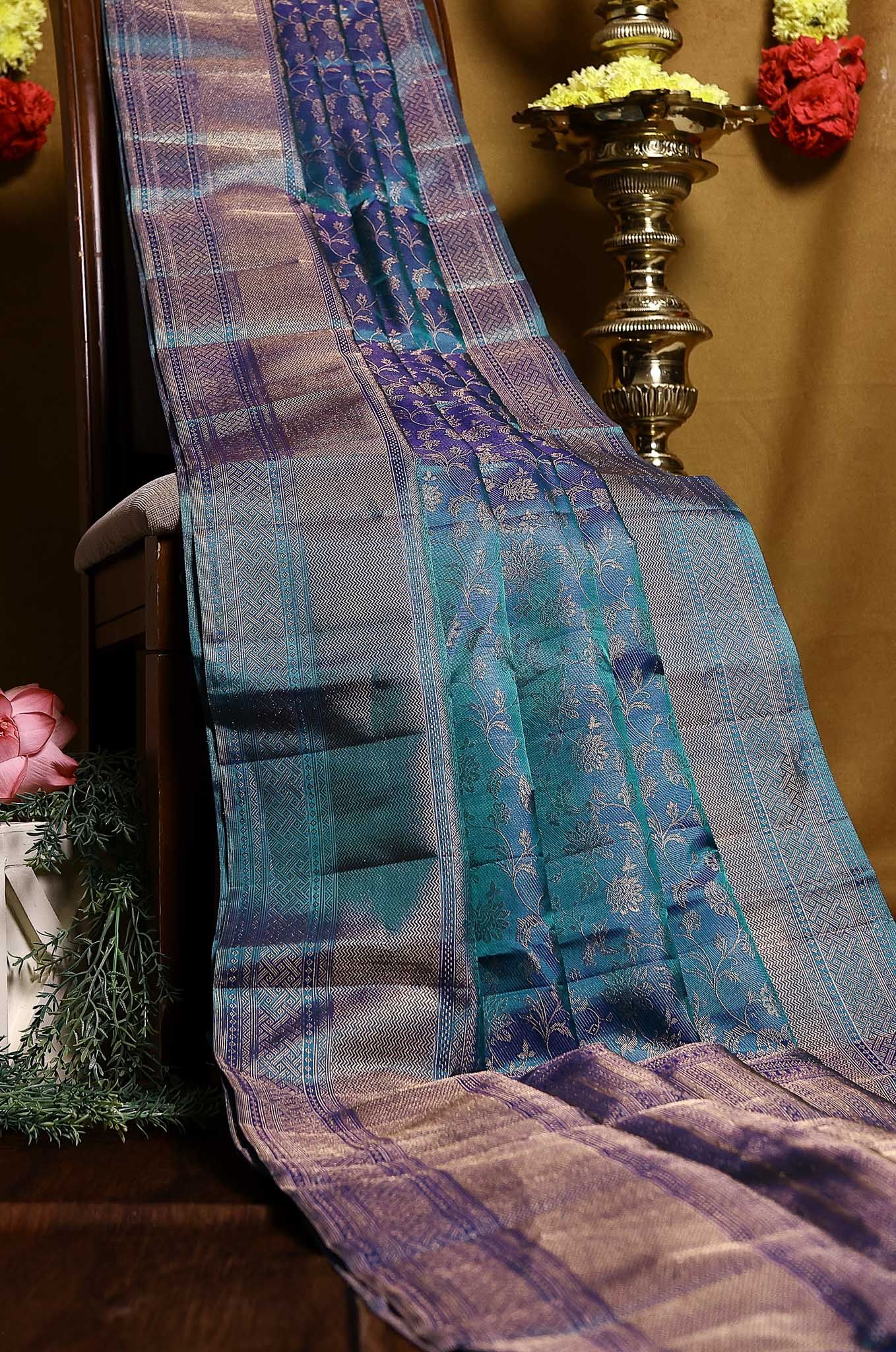 Dual Tone Brown Kanchipuram Silk Saree