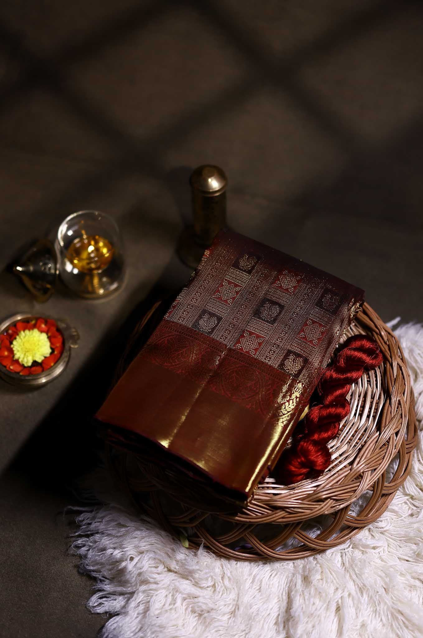 Brunette Kanchipuram Silk Saree