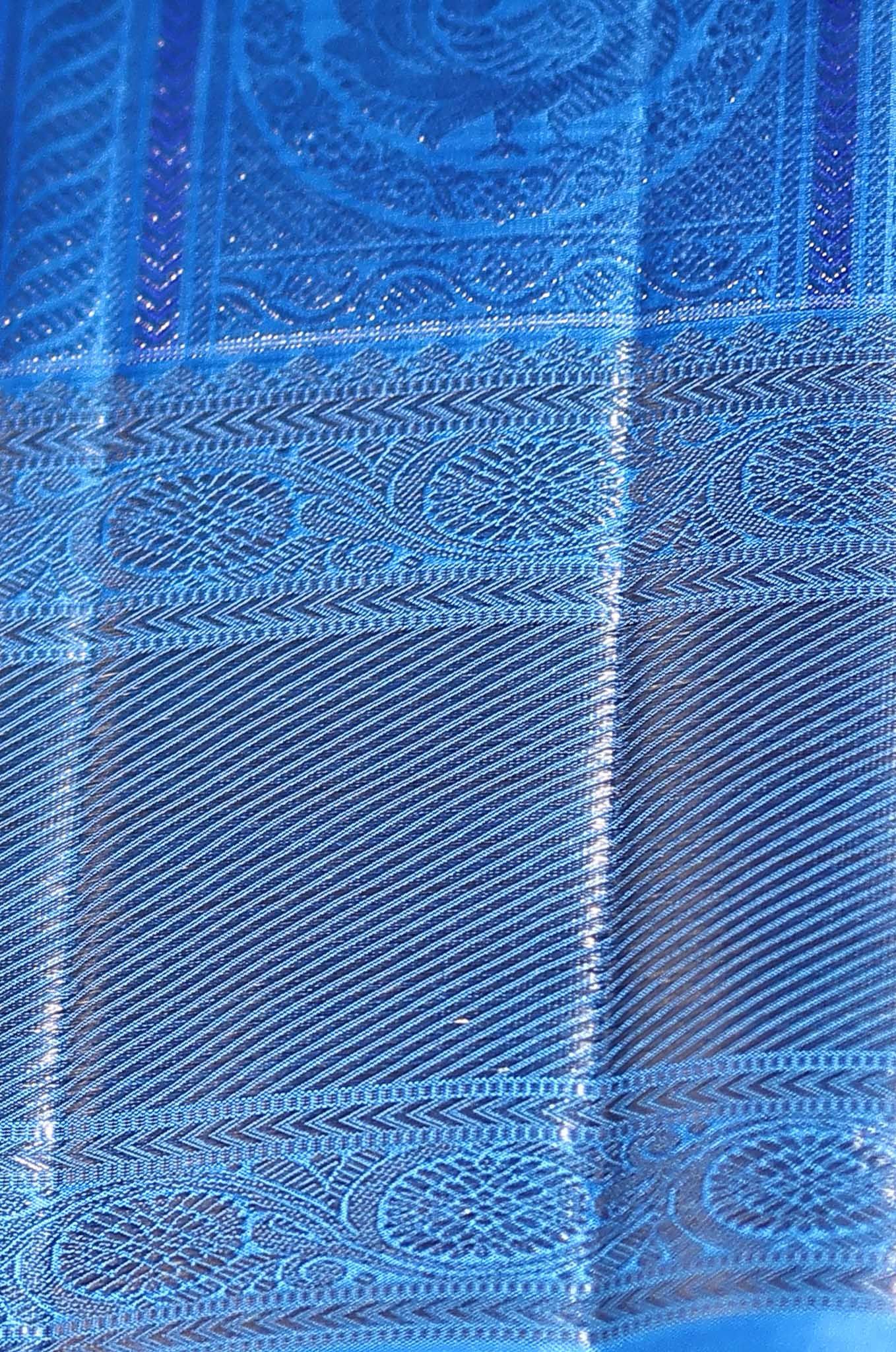 Olympic Blue Kanchipuram Silk Saree