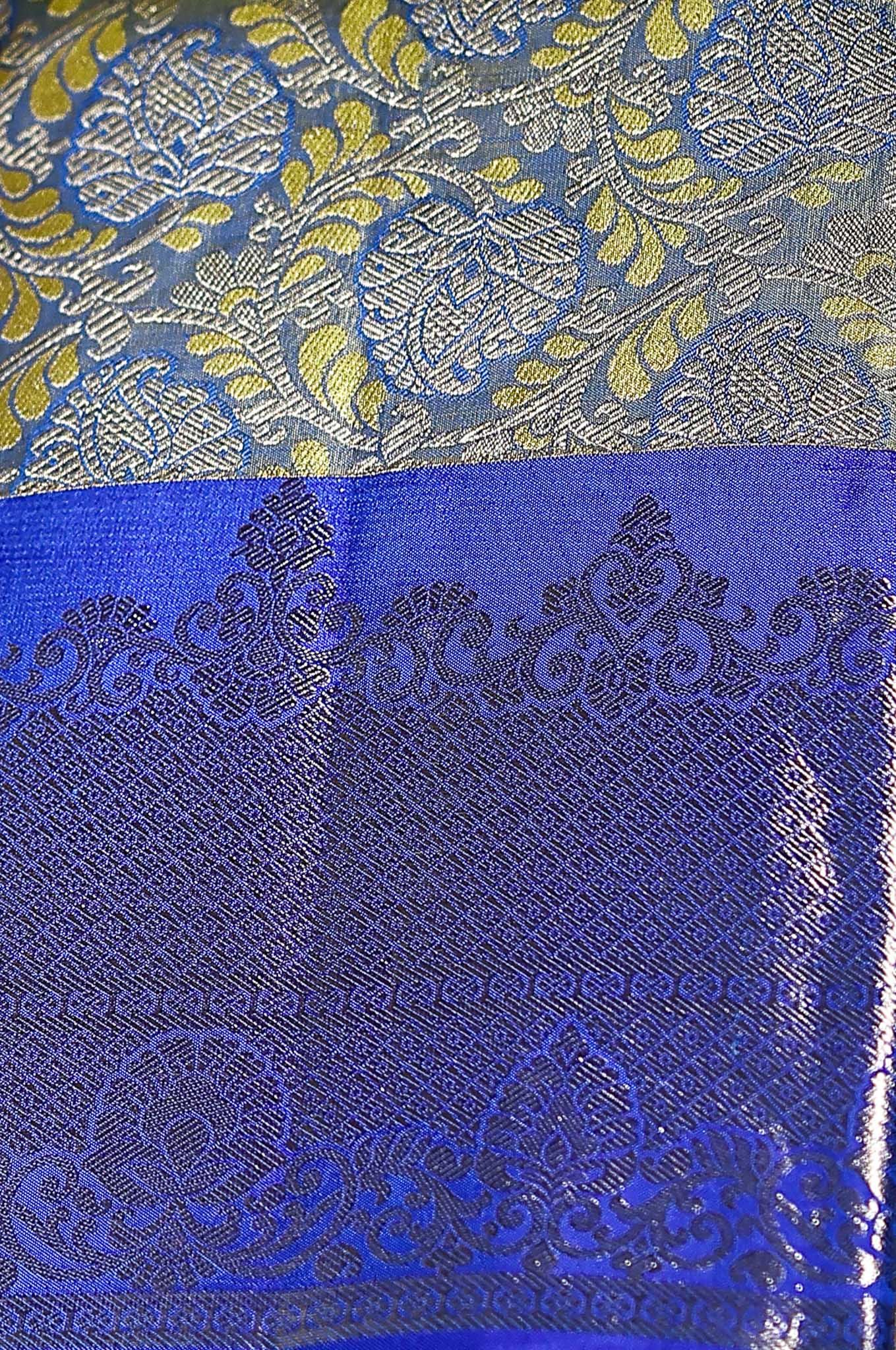 Yellowish Olive Kanchipuram Silk Saree