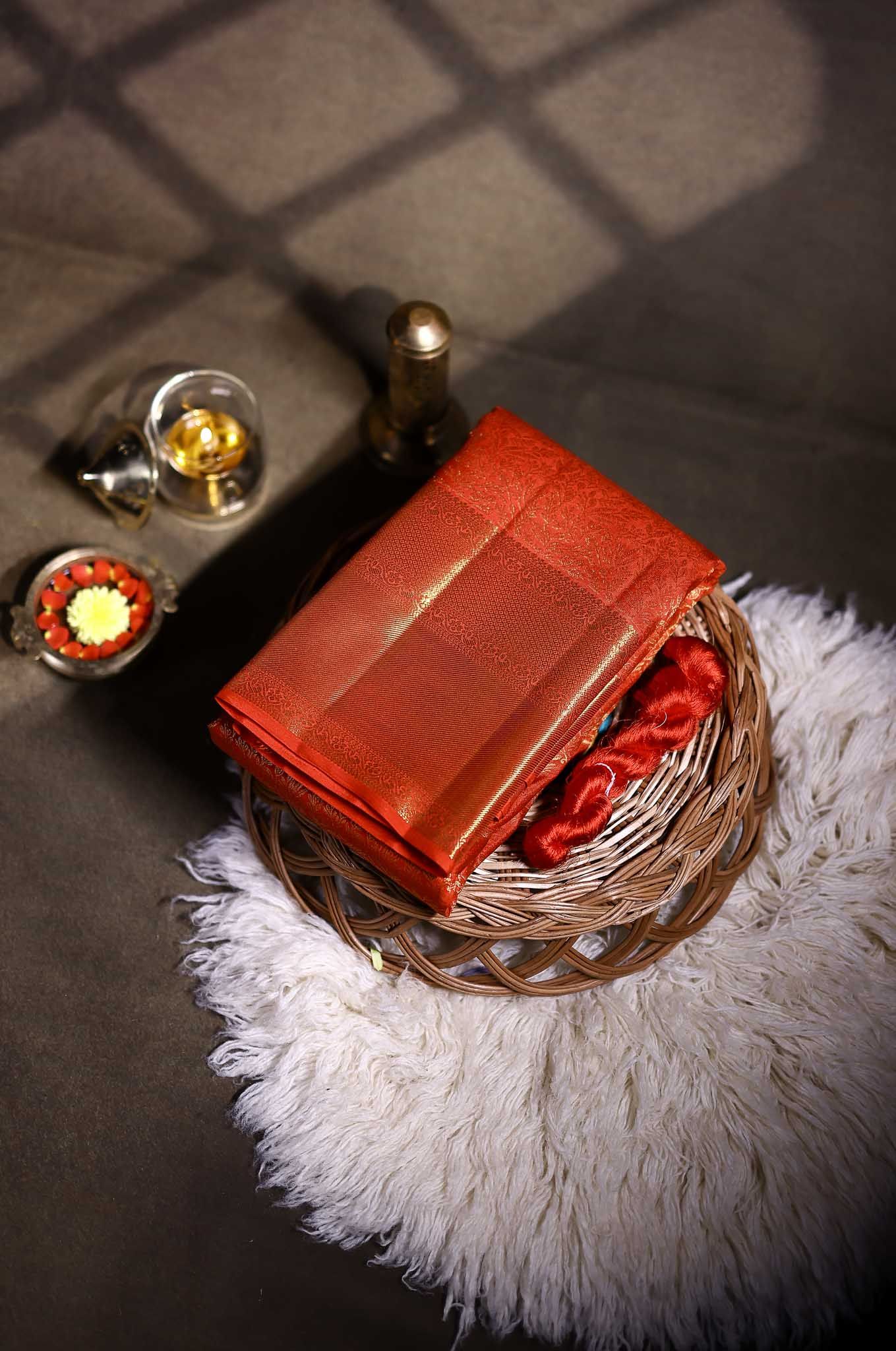 Vibrate Red Kanchipuram Silk Saree