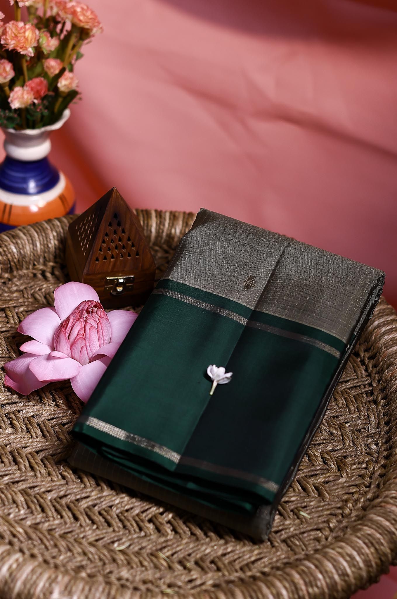 Olive Pewter Arani Silk Saree