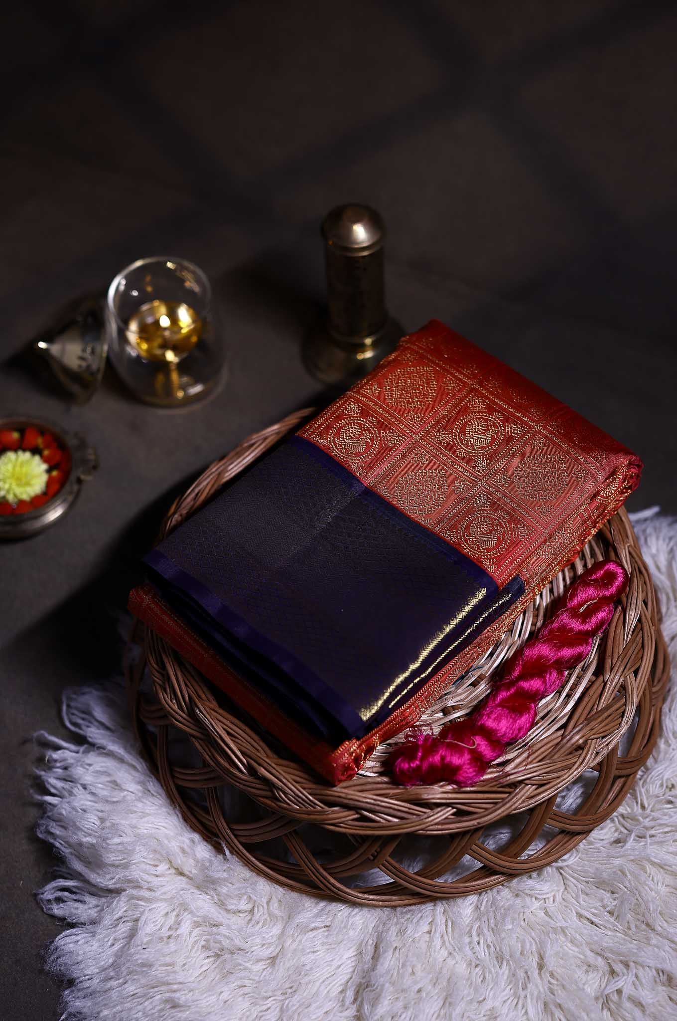 Fuschia Blue Kanchipuram Silk Saree