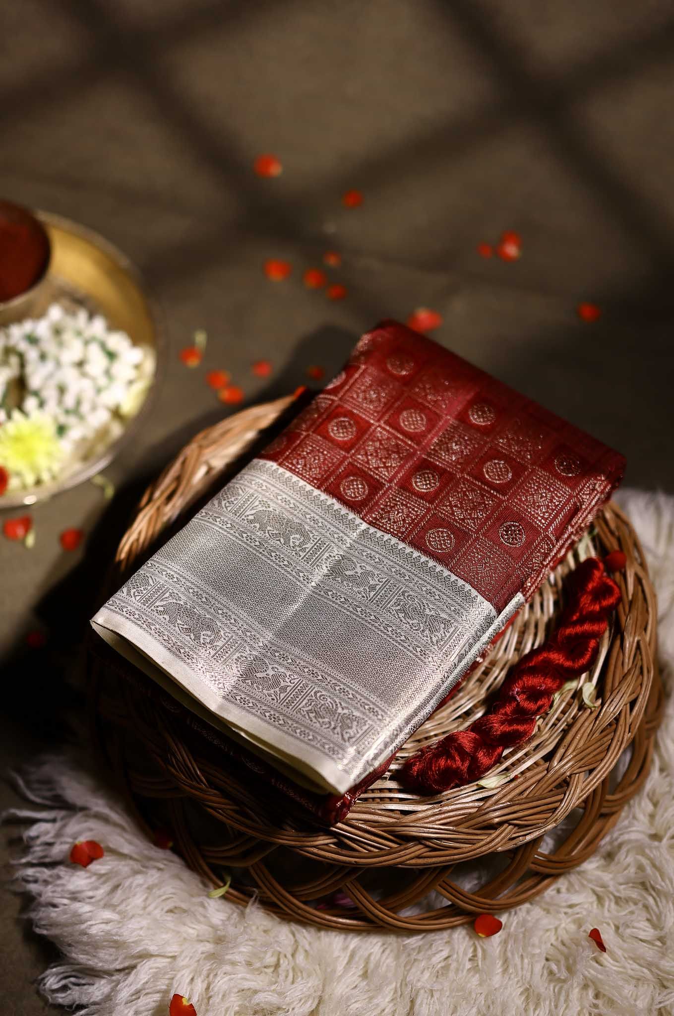 Claret Violet Kanchipuram Silk Saree