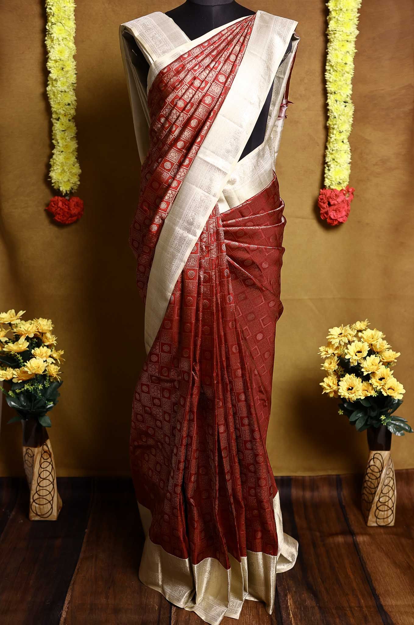 Claret Violet Kanchipuram Silk Saree