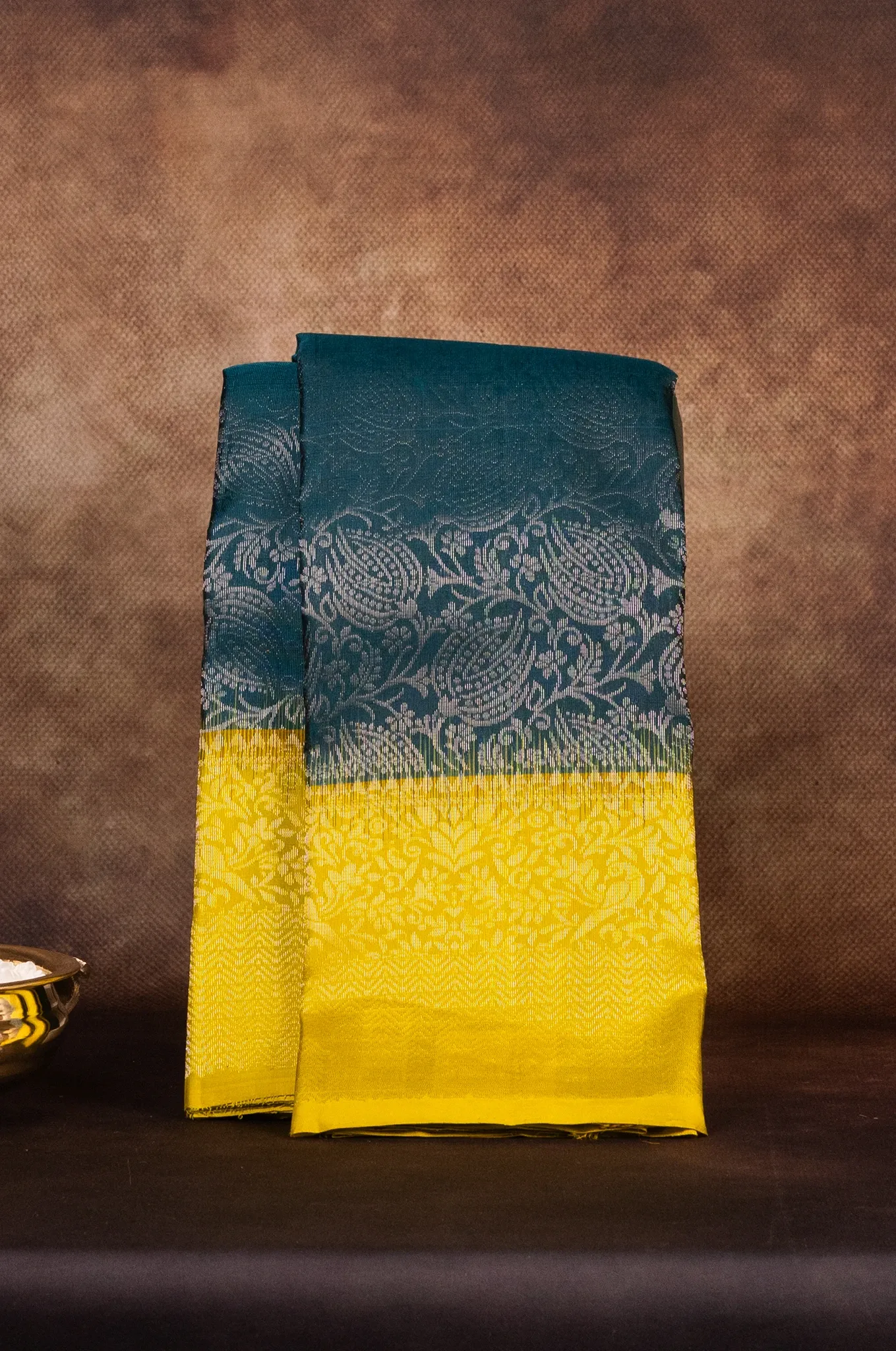 Mayuri Silk Deep Blue Colour And Bright Yellow Border