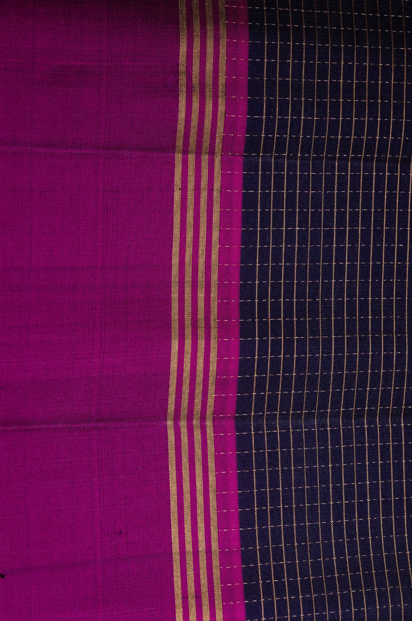 Mayuri Silk Night Blue Colour With Magenta Border