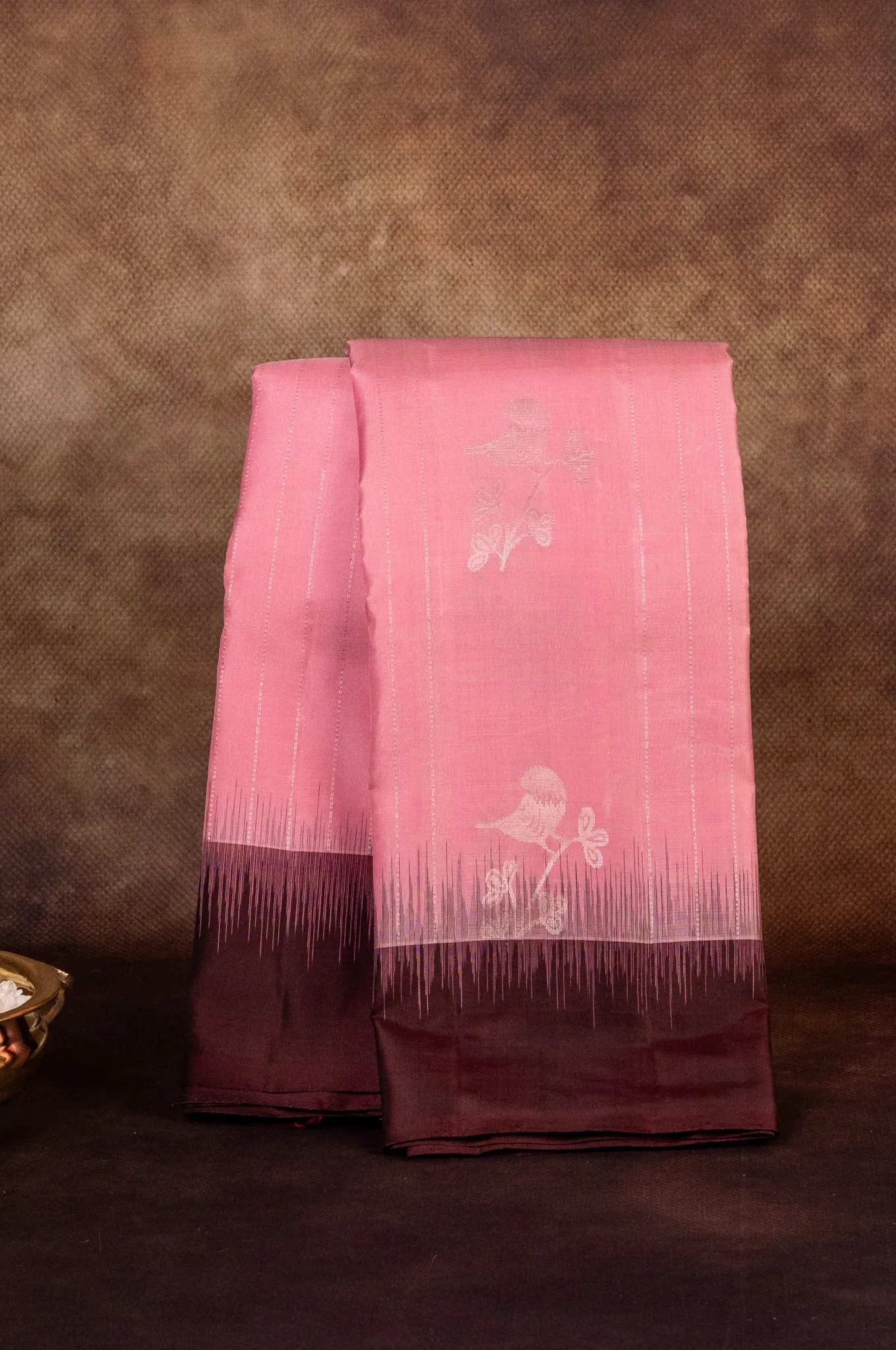 Mayuri Silk Light Pink With Burnt Maroon Border