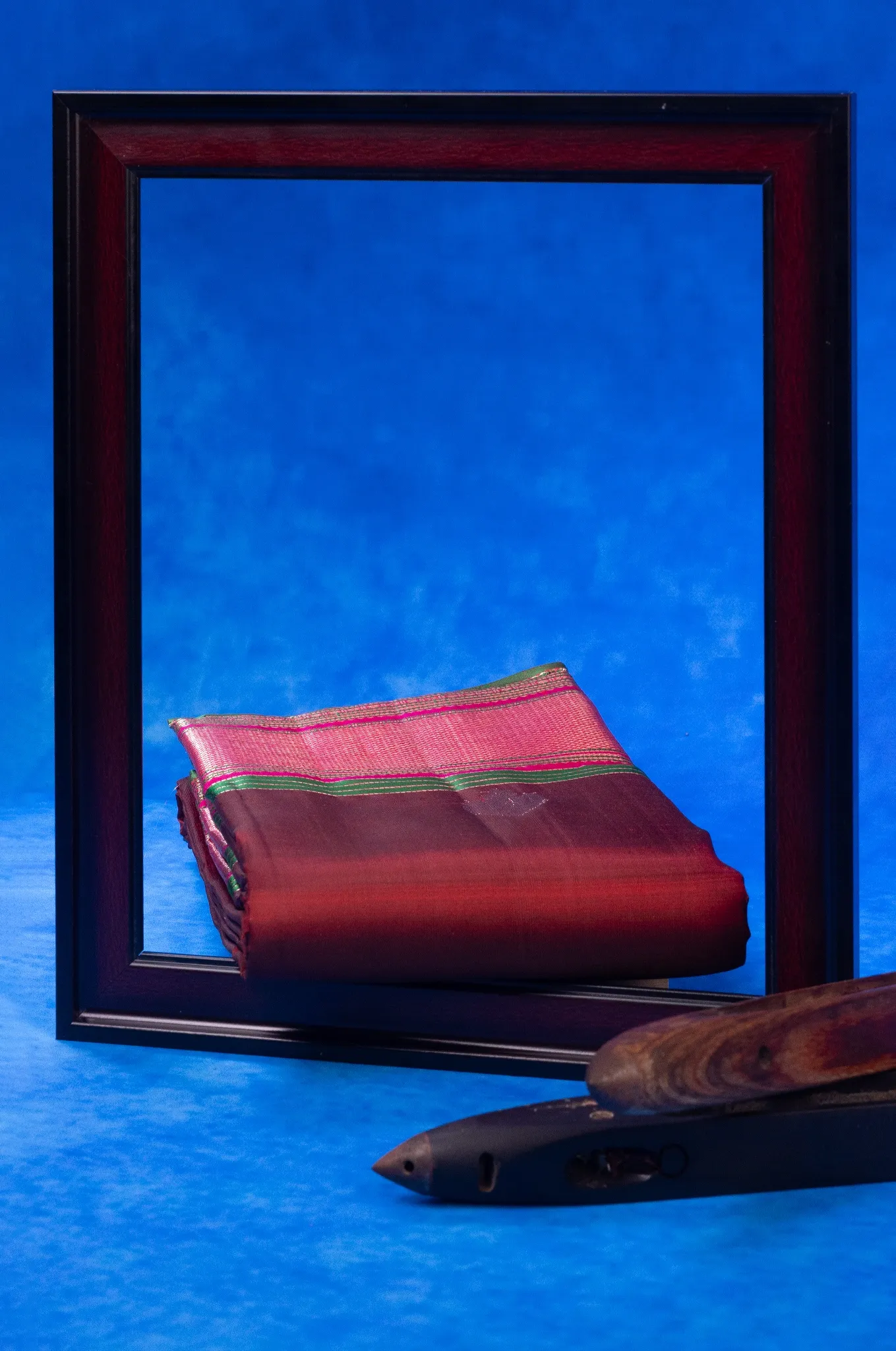 Deep Maroon And Green With Pink Border Arani Silk