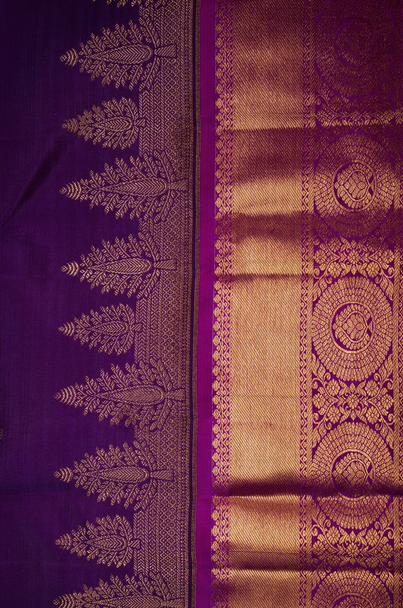 Vibrant Purple With Bright Pink Border Arani Silk
